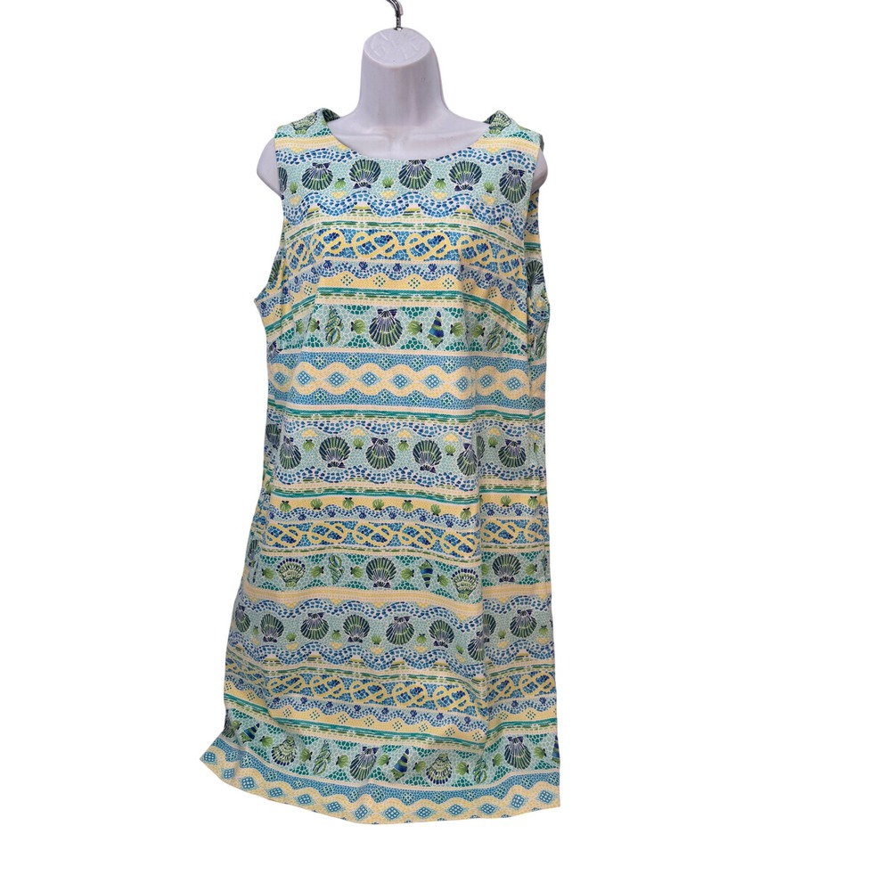 Talbots Sleeveless Dress Beach Coastal Print Tie Back Casual Summer‎ 14
